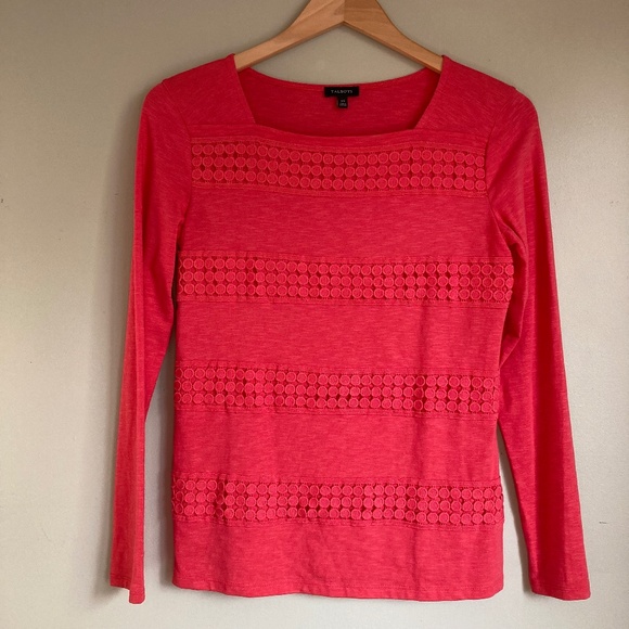 Talbots Long Sleeve T-shirt Textured Front, Coral Color Women's Size XS - Picture 1 of 5